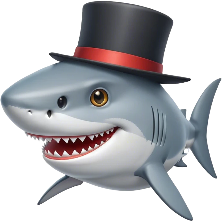 Shark with a top hat emoji