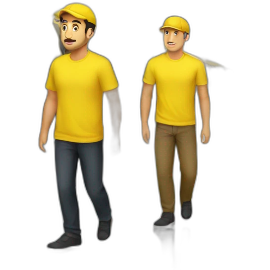 Armenian men in yellow clothing in public trasnport emoji