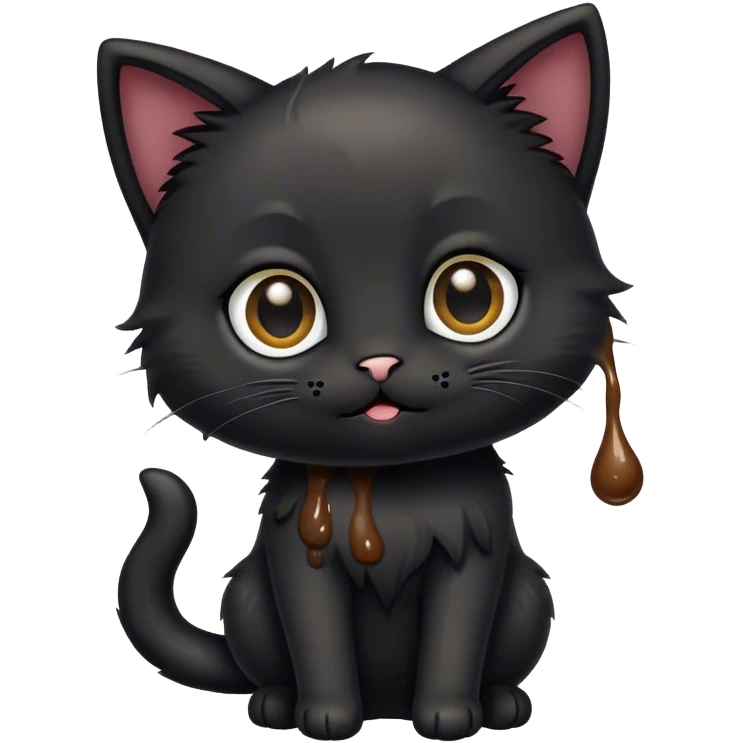 Black kitten with poop emoji