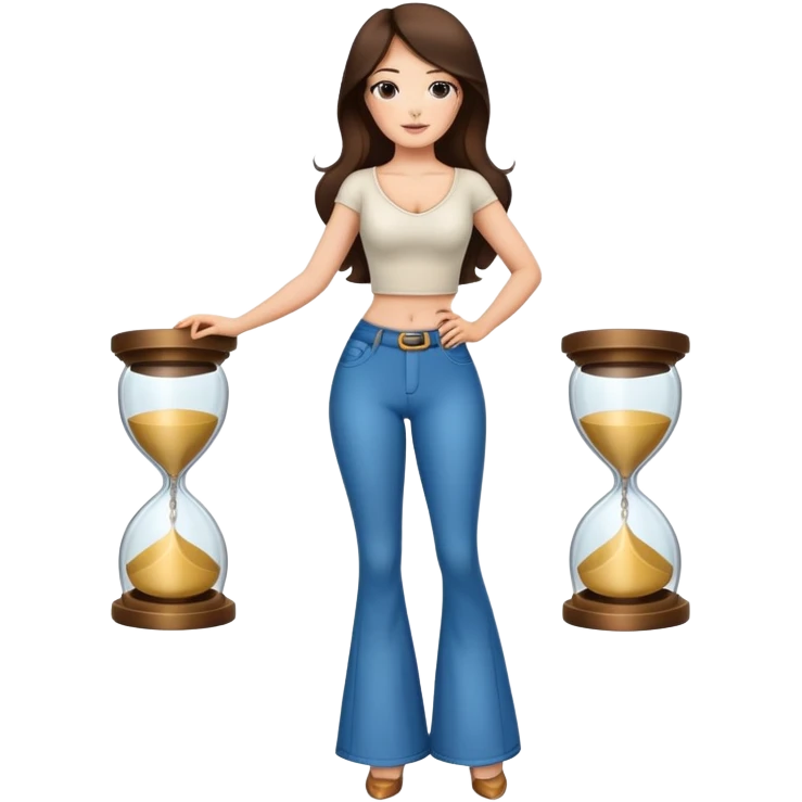 Brunette hourglass figure with bell bottoms emoji