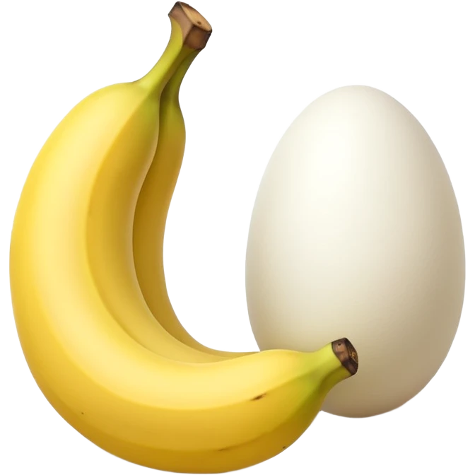 A banana standing between two eggs emoji