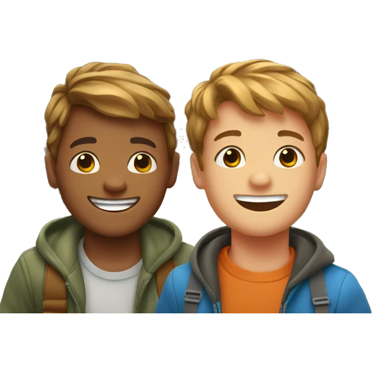 happy boys enjoying nature with Golden Gate Bridge  emoji