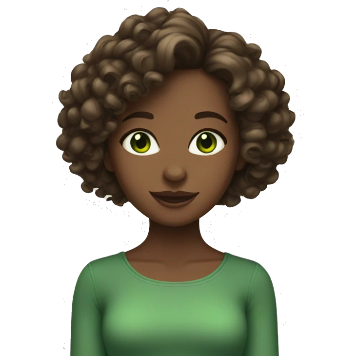 Girl with medium length brown curls with green eyes  emoji