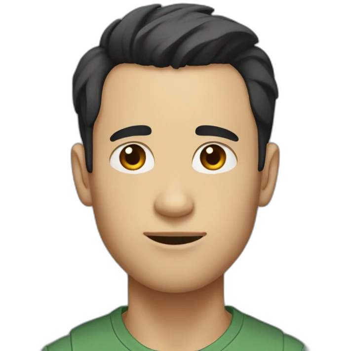 short skinny guy with a big forehead and straight black short hair emoji