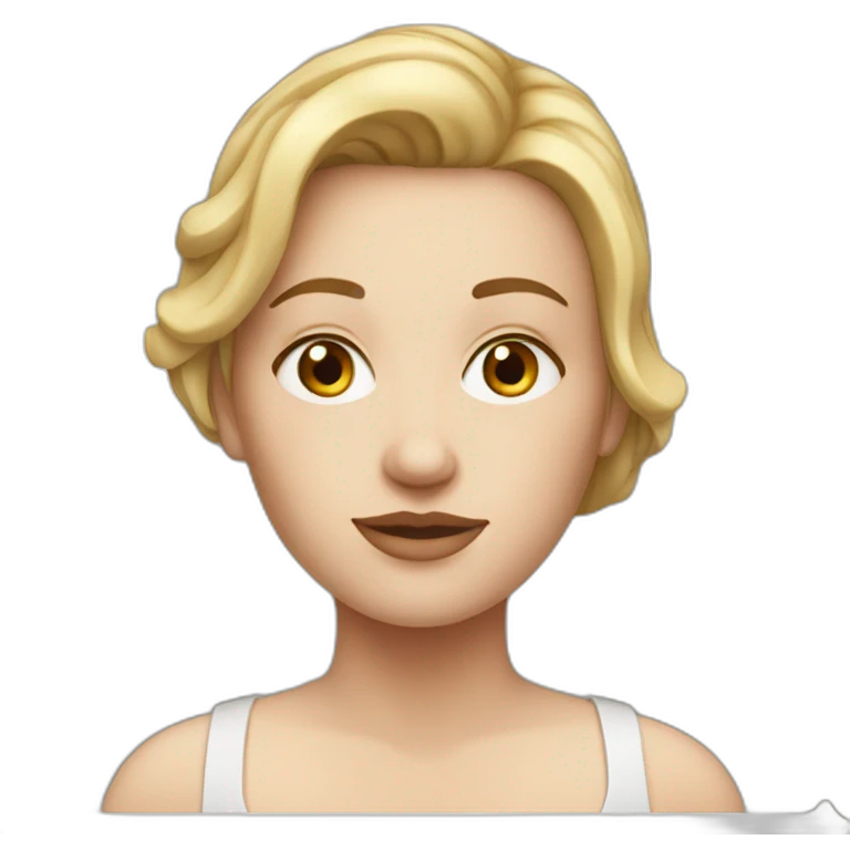 realistic white woman with a small top emoji