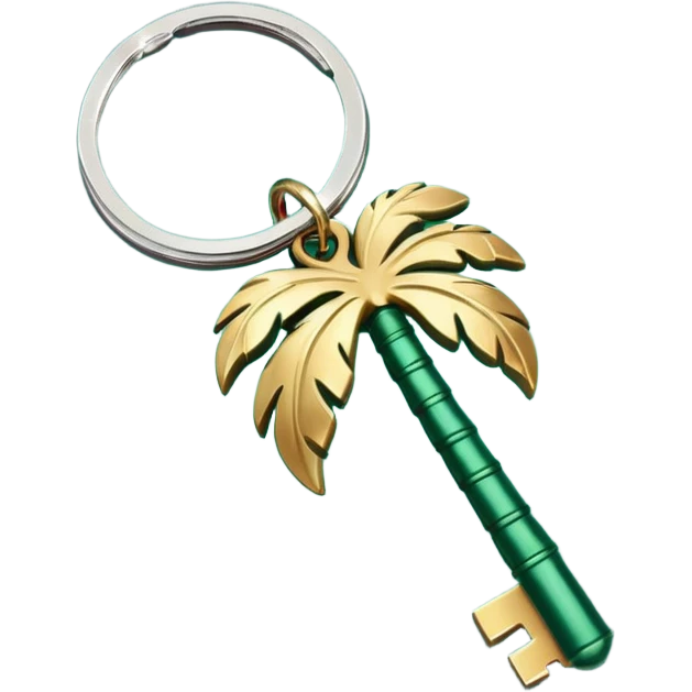 keys on a dark green palm-shaped keychain emoji