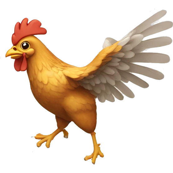 A flying chicken emoji