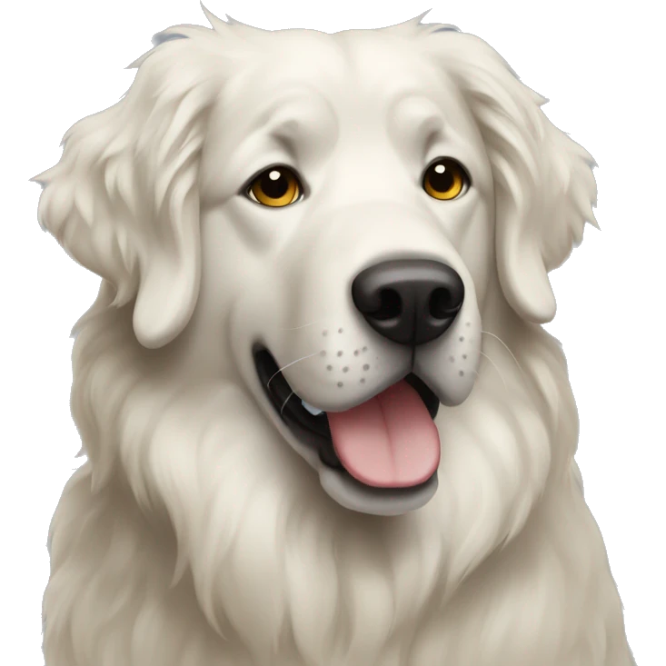 Black maremma dog with golden hair on her ears emoji