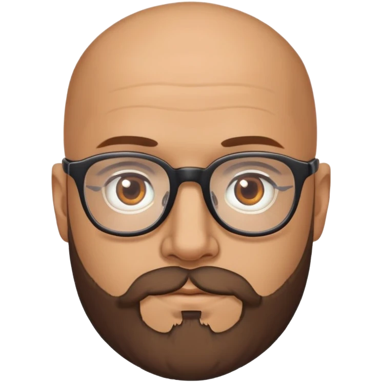 bald man with glasses brown eyes beard emoji