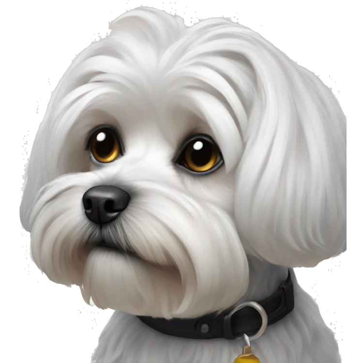 realistic dog portrait close-up black Maltese black emoji
