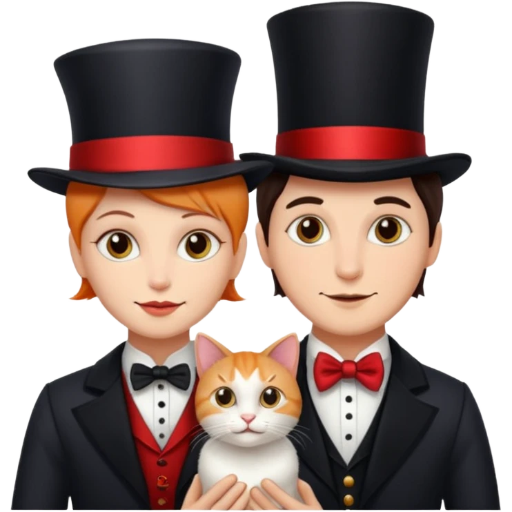 magician couple and their pet cat emoji