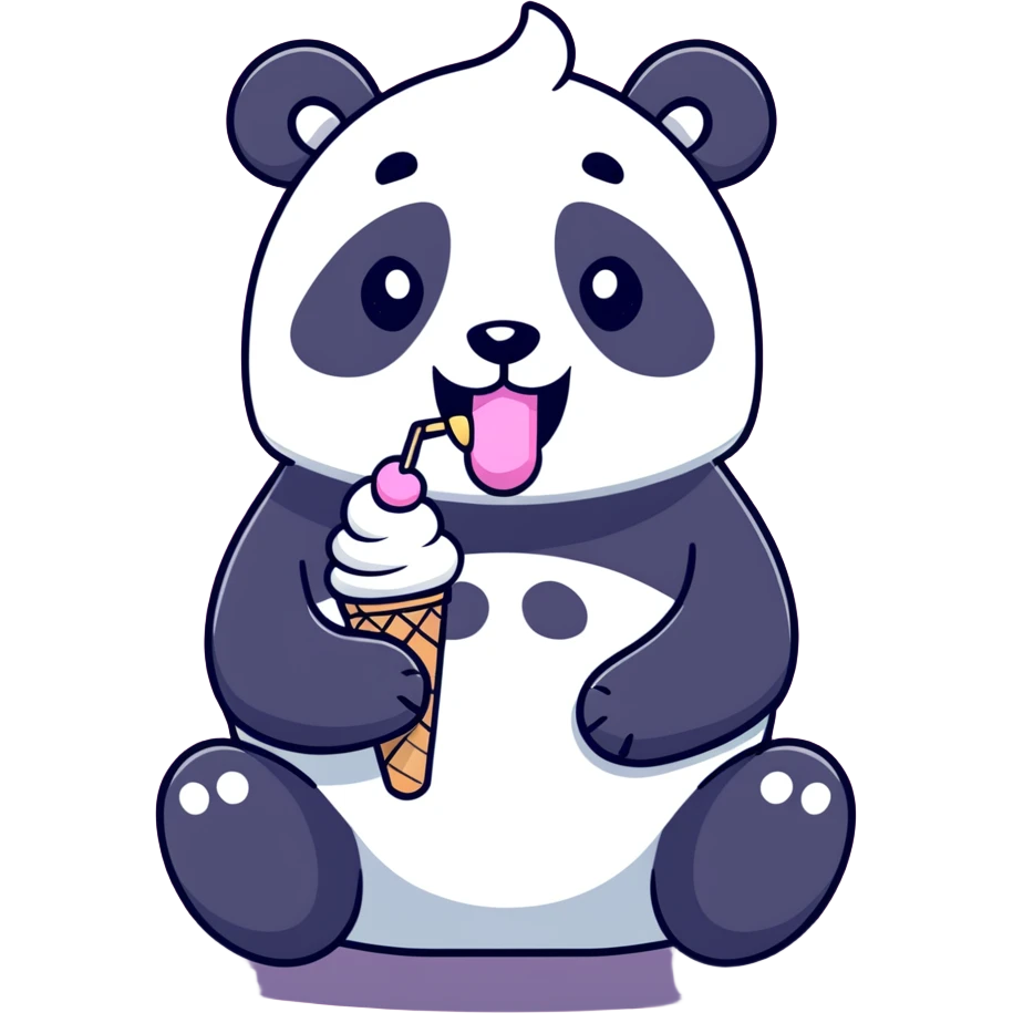 Panda eating ice cream emoji
