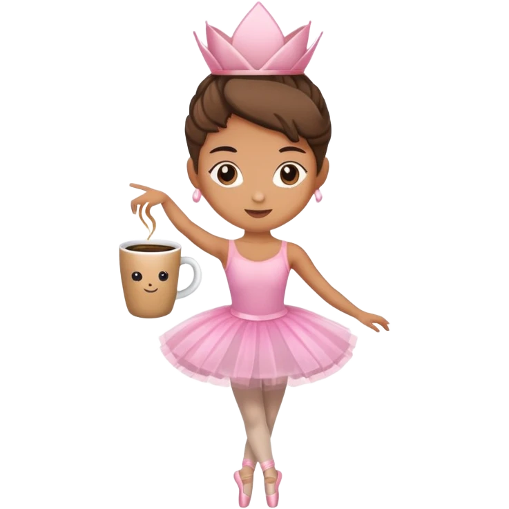Ballet dancer performing with a coffee mug head emoji