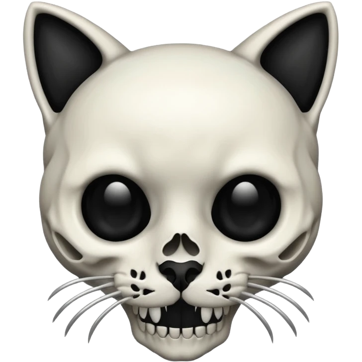 Dark Cute Cat skull black silver  emoji