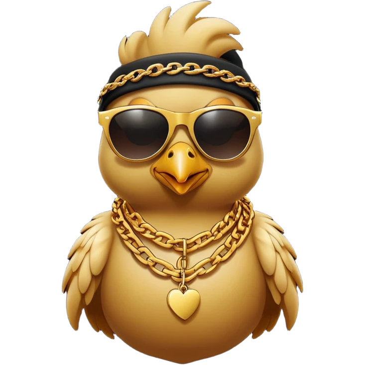 chicken gangster with sunglasses and gold chains emoji