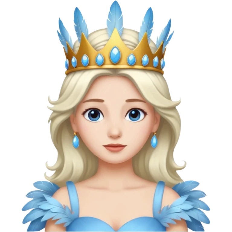 Sky Queen – feather crown + light-blue gown emoji