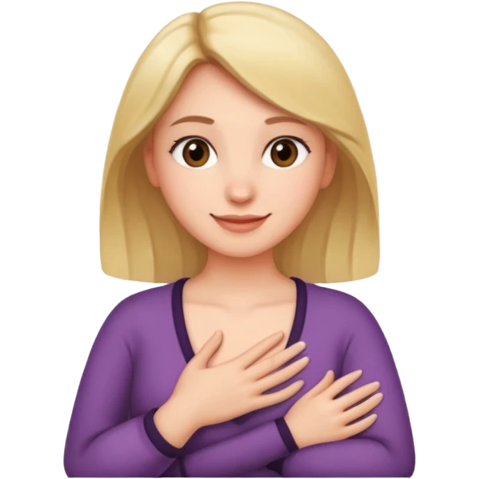 Elini göğsüne koyup rahatlamış emoji