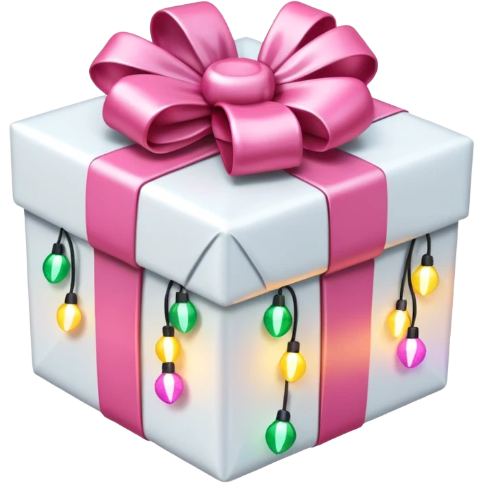 white and pink christmas present with Christmas lights emoji