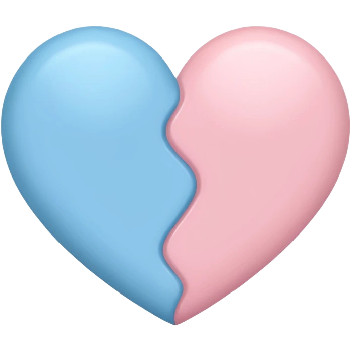 a heart with pastel blue on one side and pastel pink on the other emoji