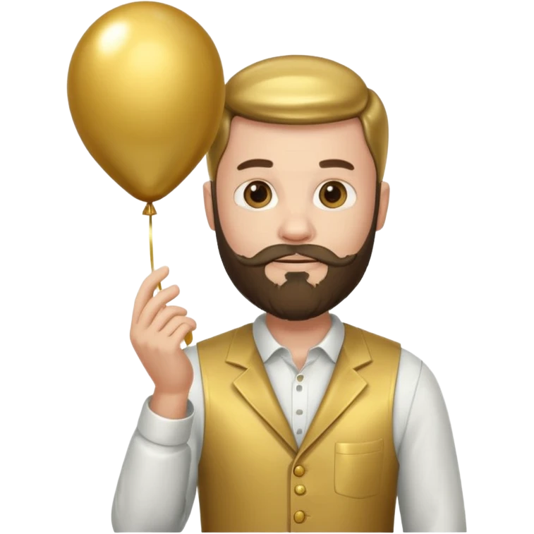 Bearded man hold gold balloon emoji
