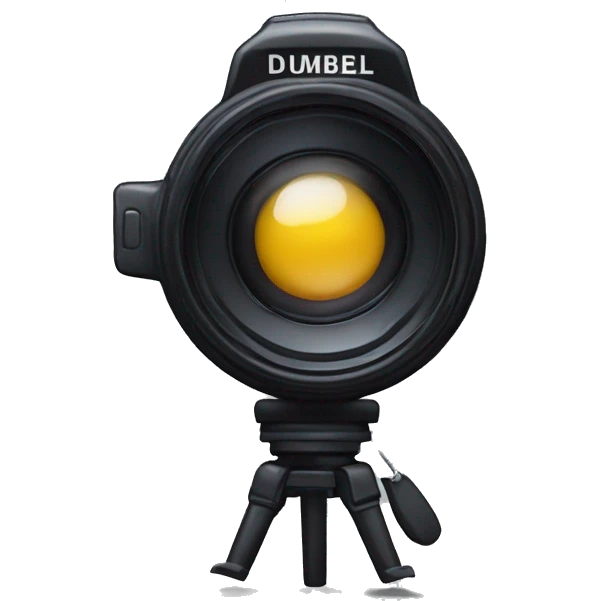 the lens of a camera as a weight of a dumbel emoji