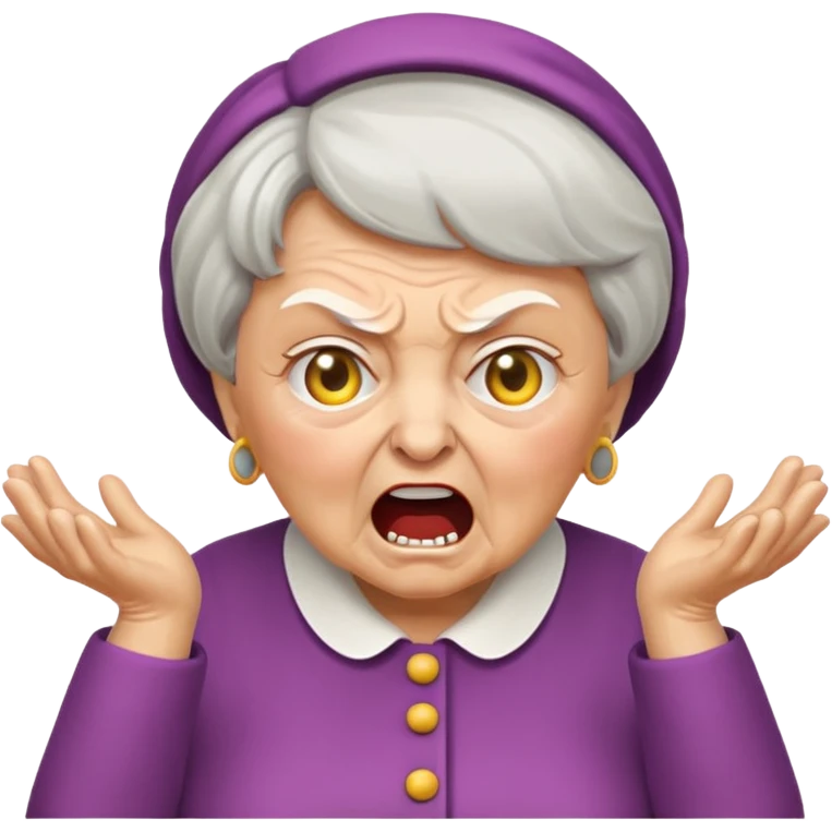make me an emoji of an angry british granny yelling at a kid for pronouncing a word incorrectly emoji