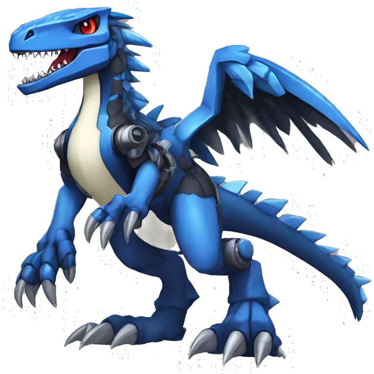  Cool Edgy Black Blue Digimon-Fakemon-Guilmon-Velociraptor-Dragon-Mecha full body emoji