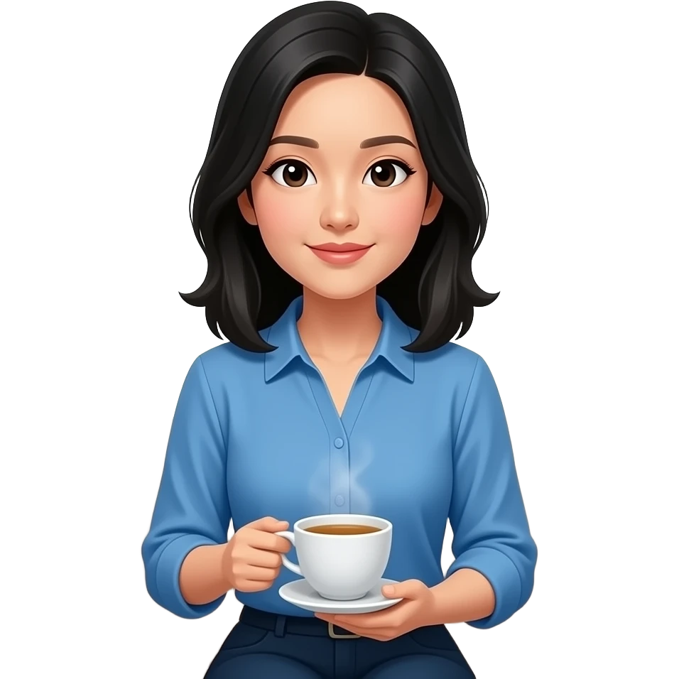 An Asian woman with a pale complexion and black hair is sitting on a sofa emoji