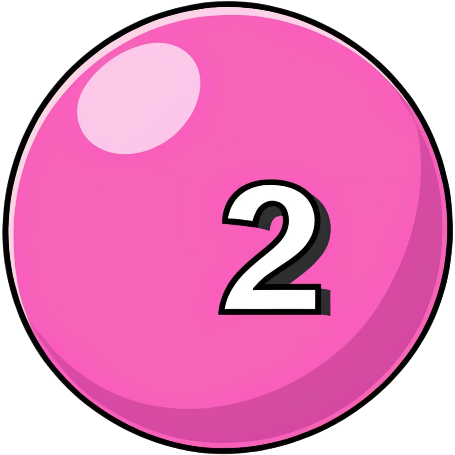 pink billiard ball with the number 23 emoji