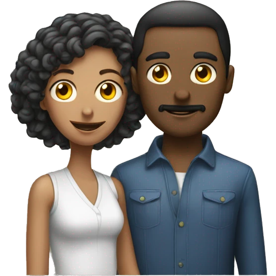 a man and a woman and there is a phone between them emoji