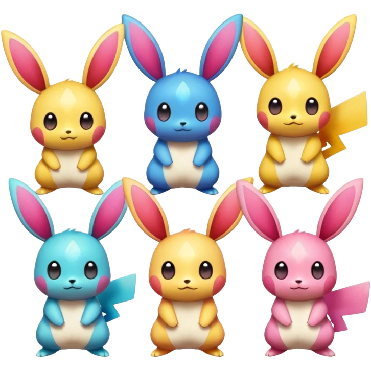 Rainbow-gradients Emolga-Pichu-Plusle-Minun-Victini-fusion emoji