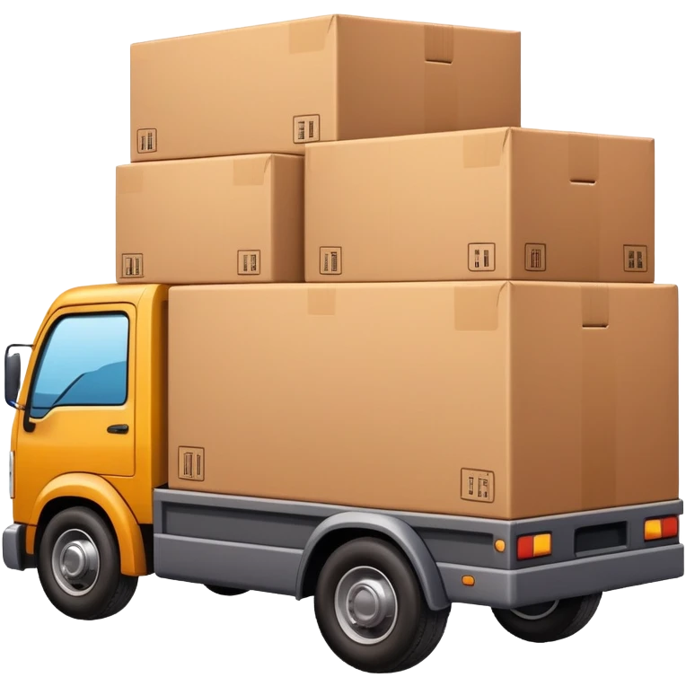 truck with cargo area full of boxes emoji