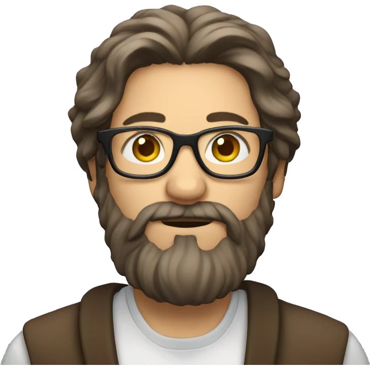Man with long hair and beard filming wearing glasses emoji