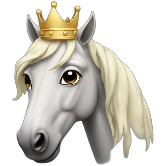 crying horse with a crown emoji