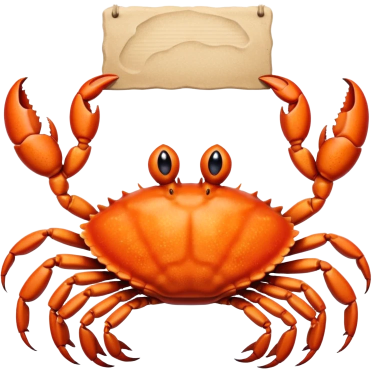 A crab holding a large blank sign emoji
