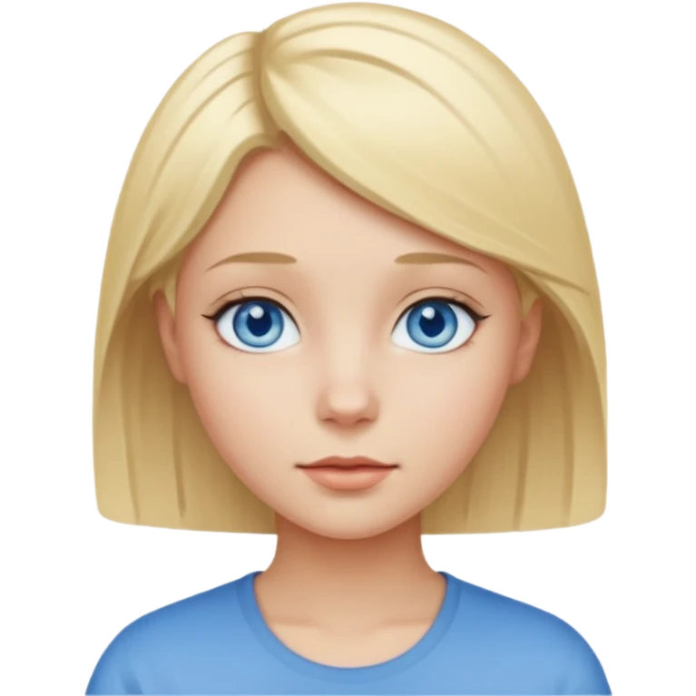 A girl with blue eyes and blond short hair and white skin  emoji