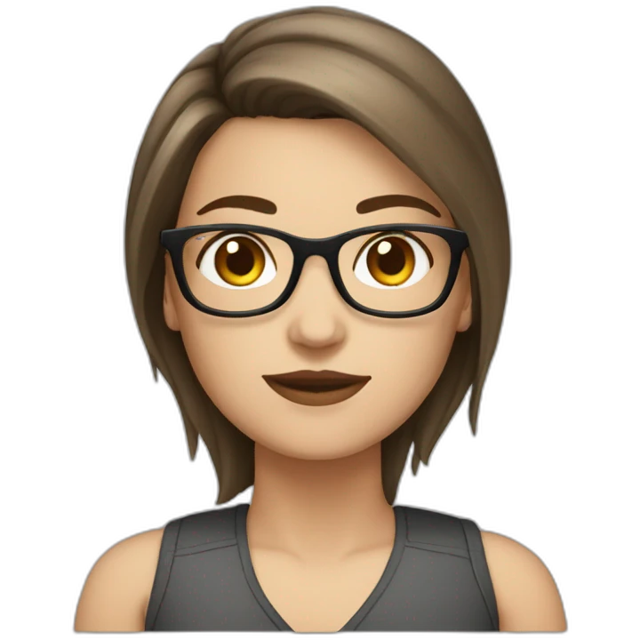 White girl with glasses straight brune mid-short hair emoji