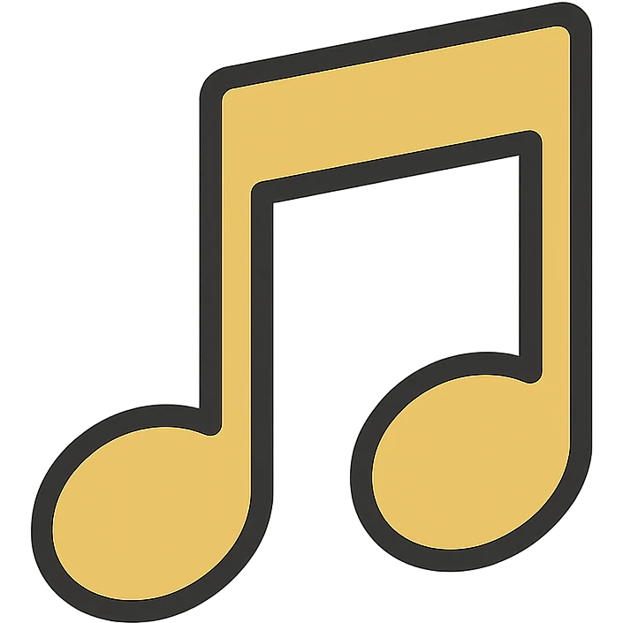 music icon in gold and black, classic style emoji