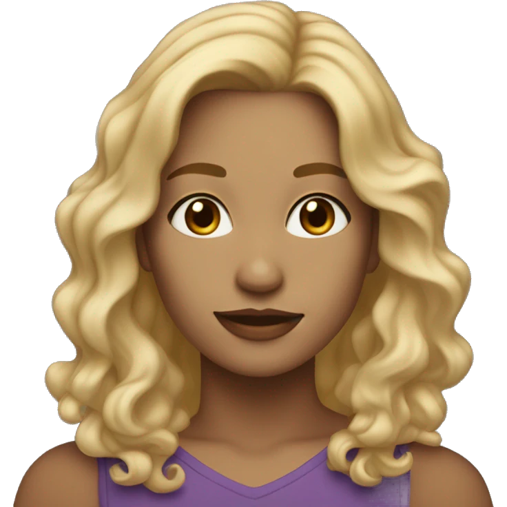 34 year old women with wavy blonde hair shoulder length hair and hazel eyes, and emoji
