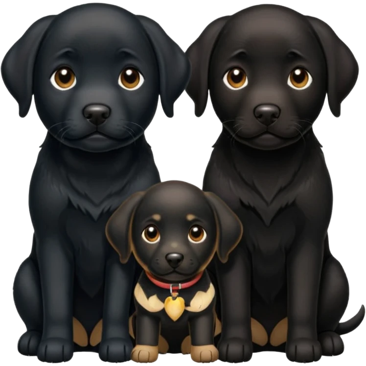 2 black Labrador retrievers 1 puppy 1 is 8 emoji