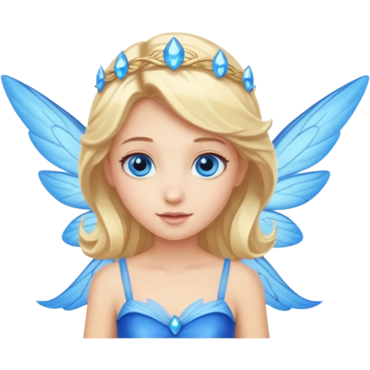 Flying blue fairy with blonde hair and blue eyes emoji