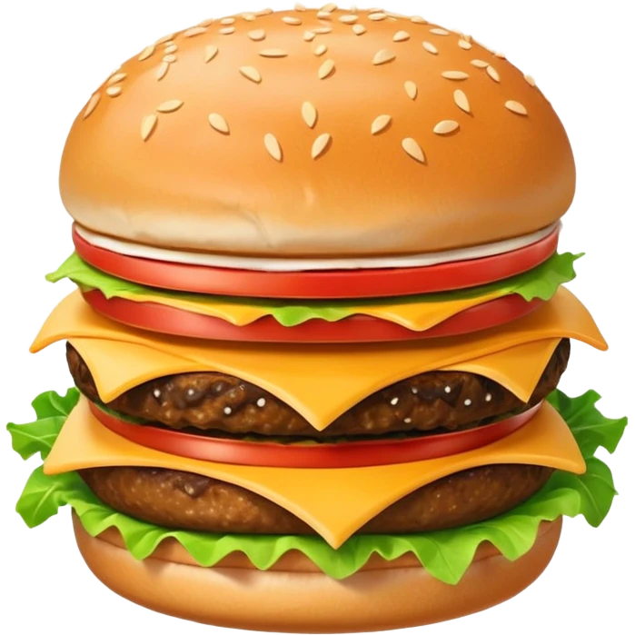 A clean and simple icon of fast food in emoji-style illustration. A burger with fries, nuggets and shawarma, bright and bold colors, simple shapes, flat design, high contrast, inviting and appetizing. emoji