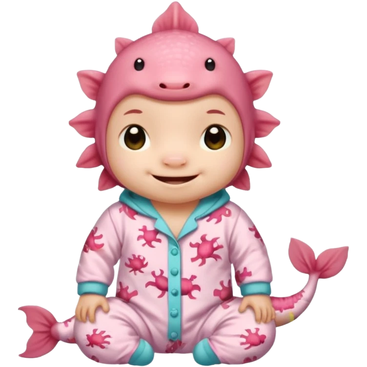 Bebê com pijama de axolote emoji