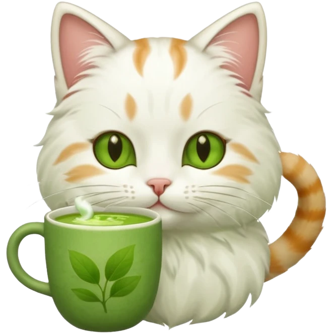 Cat drinking matcha emoji