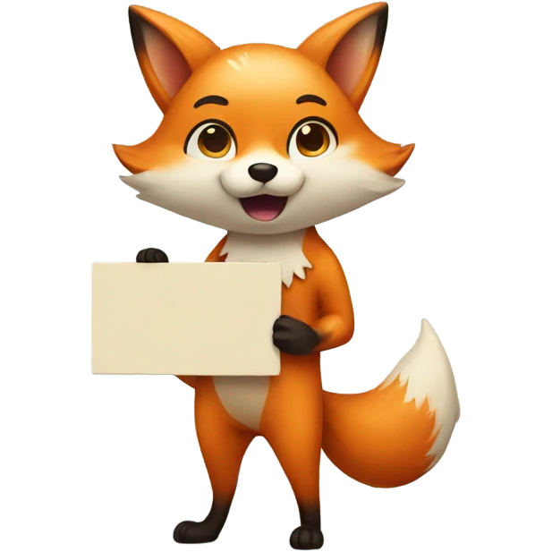 Kawaii Fox with a sign emoji