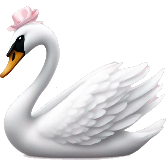 Swan with pale pink bow emoji