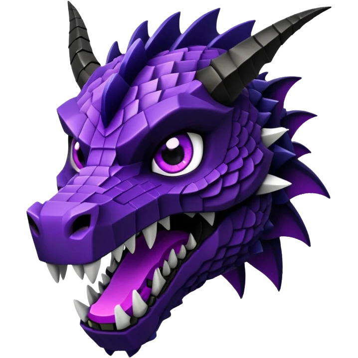 Minecraft black dragon head with purple eyes emoji