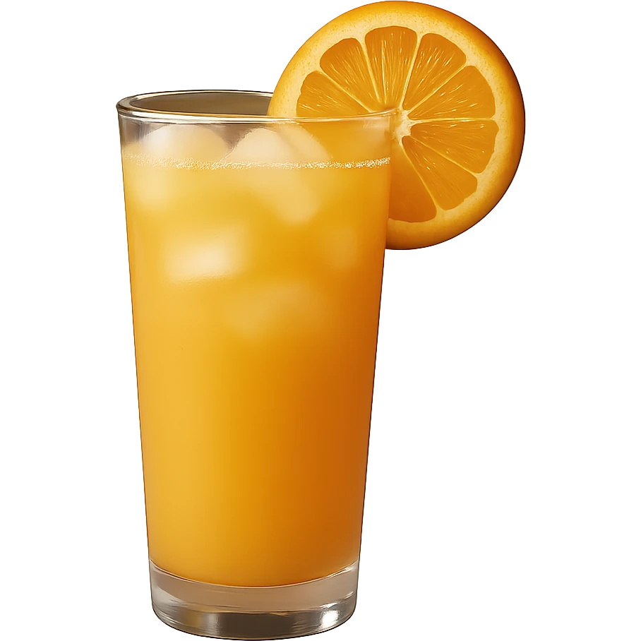 Remove the background, keep only the realistic glass of orange juice in photorealistic style with transparent background. emoji
