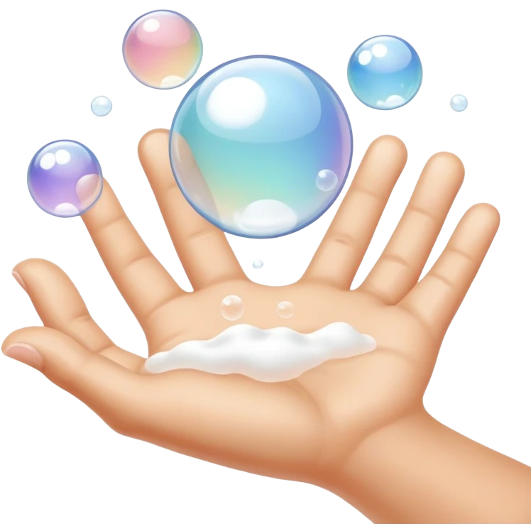 Closeup hands foaming soap bubbles emoji
