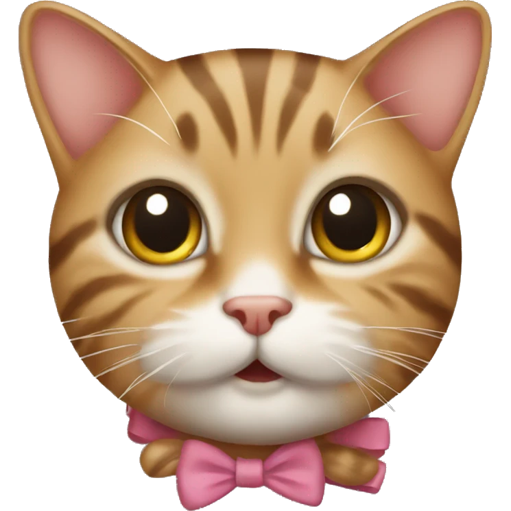 tabby cat with a bow emoji